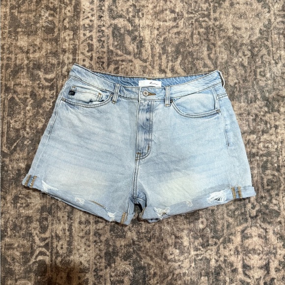 KanCan Blue High-Waisted Jean Shorts with Frayed Hem size 29 - Picture 2 of 8